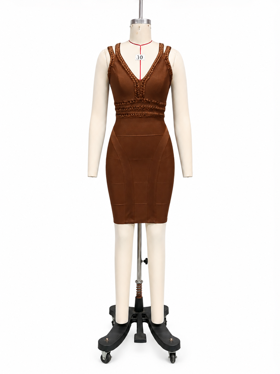 Cable‑Knit‑Braid Feature Shiny Bandage Dress